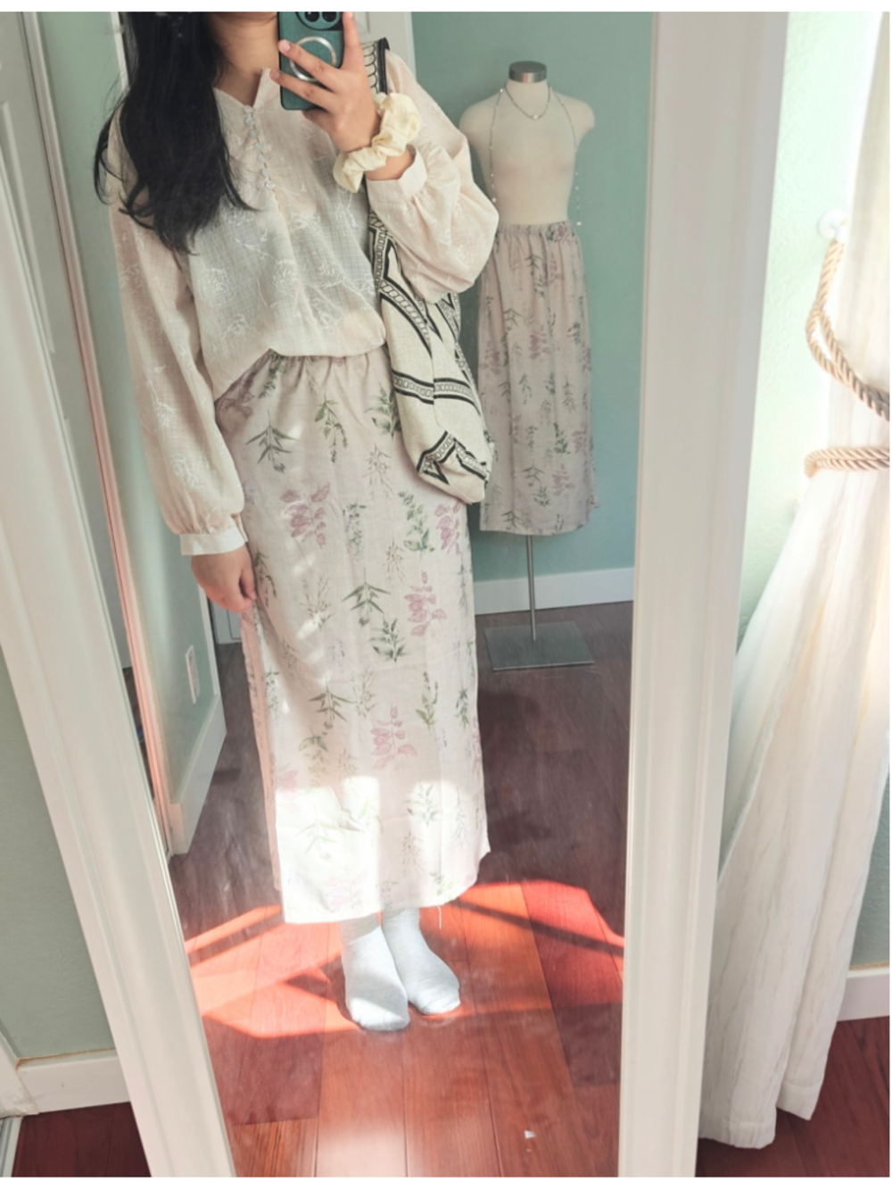 Floral Linen Skirt size S
